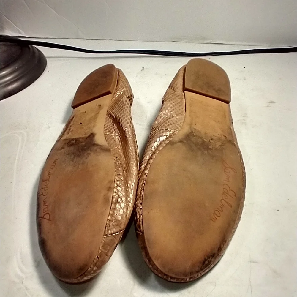 Sam Edelman Felicia Snake Print Rose Gold Ballet Flat Women's sz 6.5M.